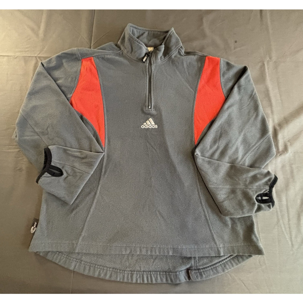 Adidas Youth Large Gray Red 1/4 Zip Fleece Pullover ClimaWarm‎